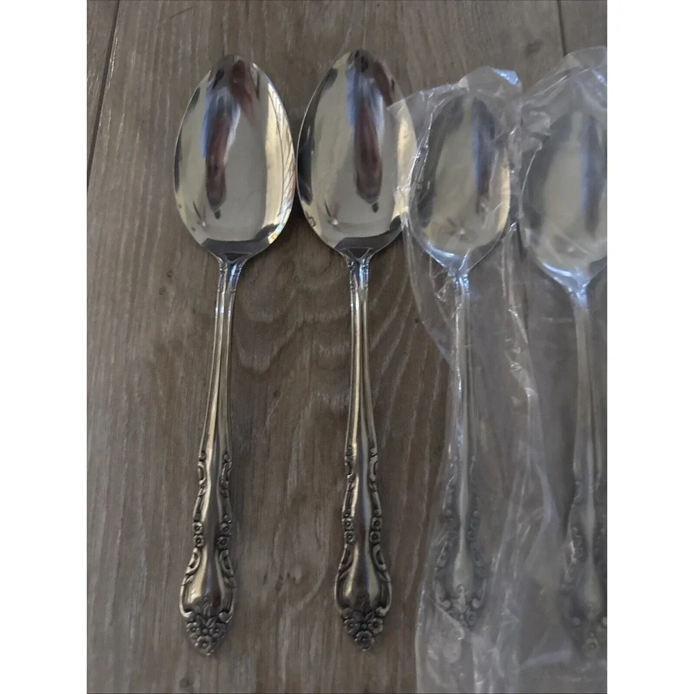 Vtg NEW 11 Imperial Flatware‎ Fleurette Oval Soup Place Spoons Serving Spoons